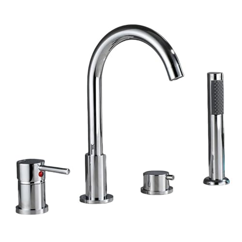 Pommeau de douche et mitigeur noir 3 trous pour bain avec bec pivotant