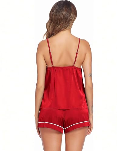 Image of Ekouaer Pajamas for Women Set Silk Satin Pjs Sexy Lingerie Sleepwear Cami Shorts Set Summer Nightwear S-XXL
