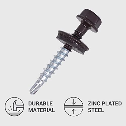 (Pack of 250 pcs) Metal Roofing Screws, 4.8 x 35 mm Painted Self-Drilling Screws With EPDM Washers - Image 2