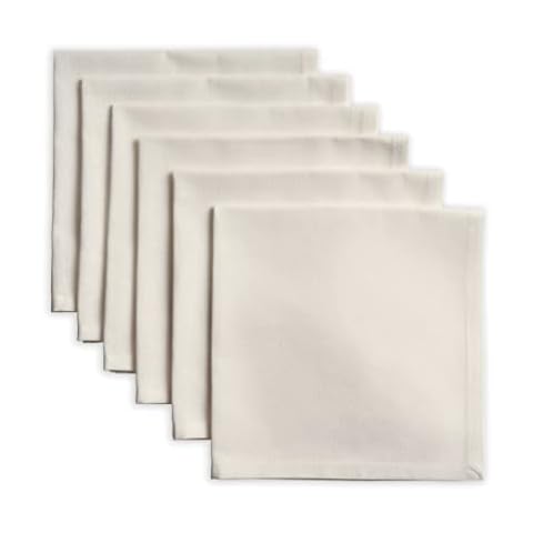 Calicot 100% Cotton Soft and Comfortable Reusable Set of 6 Napkins Perfect for Family Dinners | Weddings | Cocktail | Kitchen | Home (Cloud Dancer ,20 Inch by 20 Inch) Cover