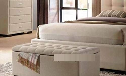 Spring Well,Beautiful Spanish Upholstrey in Chennile with Fabric Buttons, Ottoman, Box/Storage Blanket Box (Black, Medium)
