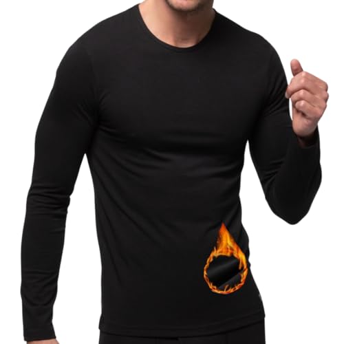 Nakloe - Camiseta termica Hombre - Termicas Hombre Manga Larga - Camiseta Interior Hombre - Cuello Redondo (M)