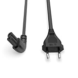 TV Stromkabel C7 3,0 m – Passend für Samsung, LG, Philips, Sony Fernseher – 2-Polig Euro Typ C Stecker auf C7 Buchse, 90° Gewinkelt – Platzsparendes Netzkabel für PS5, Xbox, Haushaltsgeräte