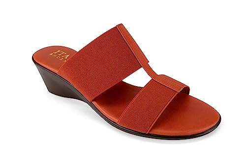 ITALIAN Shoemakers Sadey Women's Wedge Sandals, Tobacco Brown, Slip-On Comfort Slides2