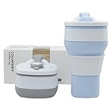 2 Pack Silicone Collapsible Cups Foldable Coffee Mugs with Lid Leakproof for Home, Office, Travel, G