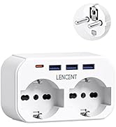 LENCENT Adattatore Spina EU da Viaggio, Presa Italiana con 2 Prese e 3 USB e 1 USB-C, Adattatore ...