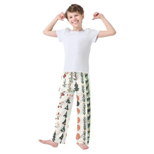 Boys' Pants Leaves Stripe Christmas Long Bottoms Jogger Pants Elastic Waist Trousers with Pockets S-XL2