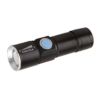 NextTech Illuminate Your Path Rechargeable LED Flashlight Featuring 4X Zoom - Unleash The Power of Precision in Sleek Black for Endless Adventures