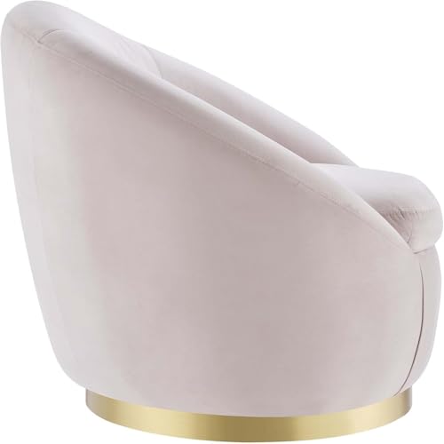 Image of Modern Accent Chair Single Seater Channel Tufted Round Shaped Fluffy Chair for Living Room, Bedroom, Apartment (Baby Pink)