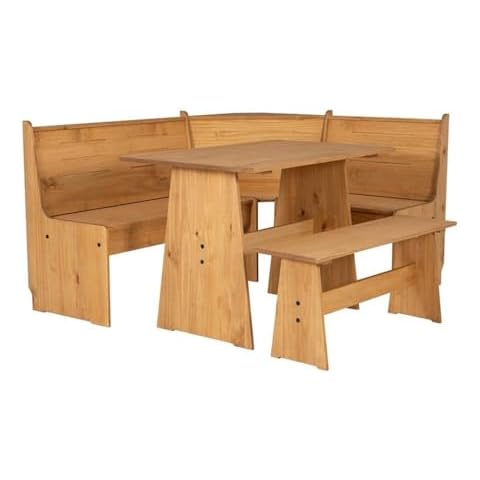 Riverbay Furniture Transitional Wood Corner Dining Nook Set with Hidden Storage, for Kitchen/Dining Room/Temporary Work Space, in Natural Finish Cover