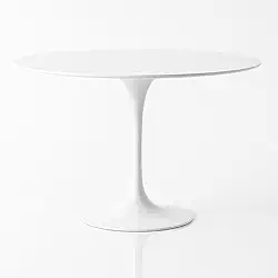Mesa de Jantar Saarinen Redonda 100 cm Tampo e Base Laca Branca