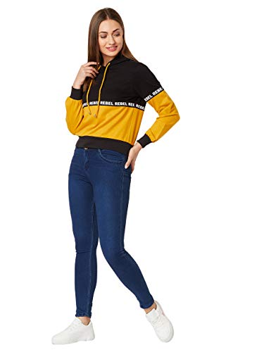 Image of Miss Chase Women's Multicolour Hooded Colour-Block Sweatshirt