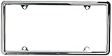 New Stainless Steel Slim Chrome Mirror Universal Fit License Plate Frame w/ Screw Caps - 4 Holes