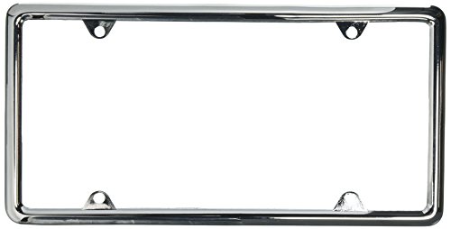 New Stainless Steel Slim Chrome Mirror Universal Fit License Plate Frame w/ Screw Caps - 4 Holes