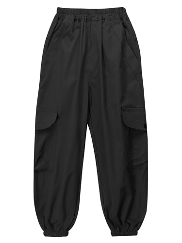 TiaoBug Boys Girls Cargo Trousers for Kids Joggers Pants Elastic Waist Casual Sweatpants Dungarees Bottoms with Pockets3