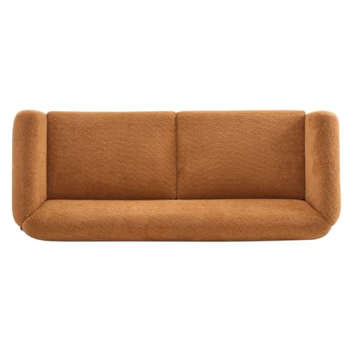 Image of LEGACY OF COMFORT Amala 80 inch Upholstered 3 Seater Sofa Three Seater Sofa with Wooden Legs for Living Room Hotels & Offices (Caramel Orange)