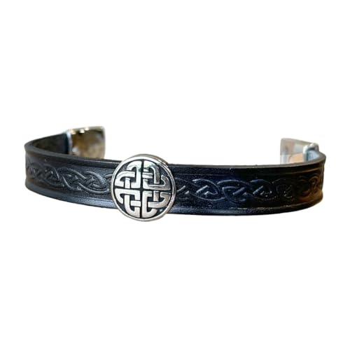 Briomhar Irish Leather Celtic Bracelet Unisex - Eternal Knot Cuff Made in Ireland4