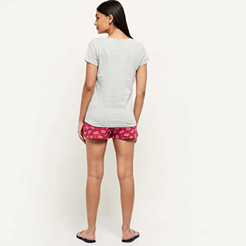 Image of Max Women Cotton Printed Lounge Relaxed T-Shirt with Shorts
