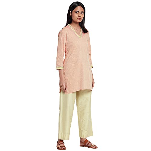 Image of GO COLORS Women Blue Stripe Cotton Wide Pants