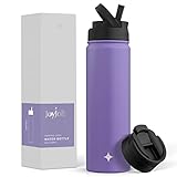 Picture of JoyJolt Triple Insulated Water Bottle with Straw Lid AND Flip Lid! 22oz Water Bottle, 12 Hour Hot/Cold Vacuum Insulated Stainless Steel Water Bottle. BPA-Free Leakproof Water Bottles - Thermos Bottle