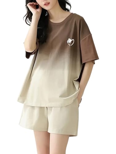 Image of Louis Luxe Cotton Blend Womens Korean Night Dress || Short Pyjama Set || Korean Nightsuit || Women Nightwear ||Round Neck Short Sleeve Nightsuit || Loungewear || Everyday Nightdress