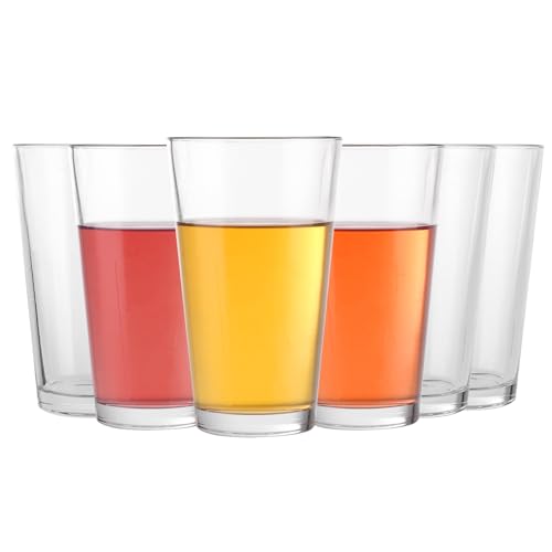 LOPYXBR Beer Pint Glasses Set of 6, 480ML/ 16.9OZ Beer Glasses Drinking, Clear Wide Mouth Glass Tumblers, Dishwasher Safe Glass Cups for Home Restaurant Events & Parties(6PCS, 480ML)