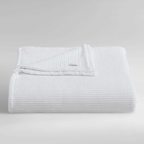 Couverture lit Calvin Klein coton blanc anti-transpiration gaufre - 3