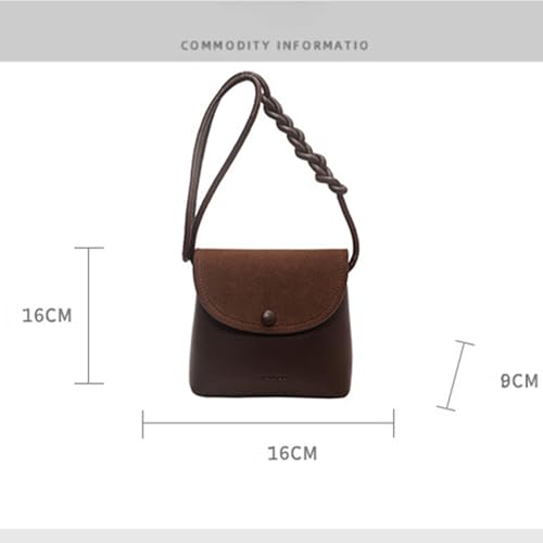 Suede Purse Mini Square Suede Bag with Braided Strap for Women Vintage Faux Suede and Leather Flap Purse Alt Crossbody Bags3