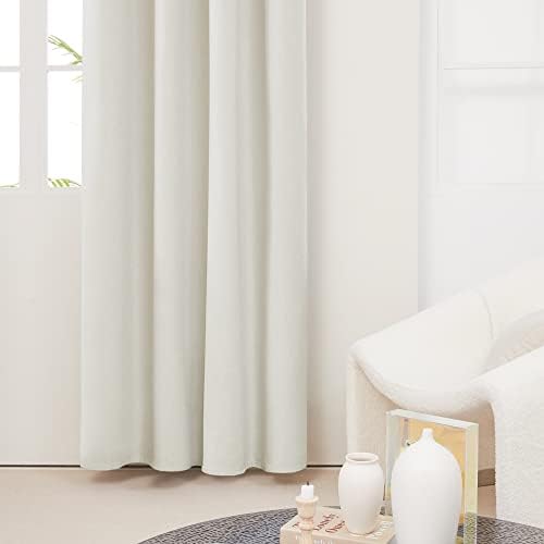 Deconovo Full Blackout Curtains Thermal Insulated Energy Efficiency Eyelet Bedroom Blackout Curtains with Coating Back Layer 52 x 54 Inch Light Cream 1 Pair