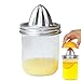Spremiagrumi portatile in acciaio inox, con coperchio arancione in acciaio inox con barattolo di vetro, per casa, cucina, picnic, feste immagine