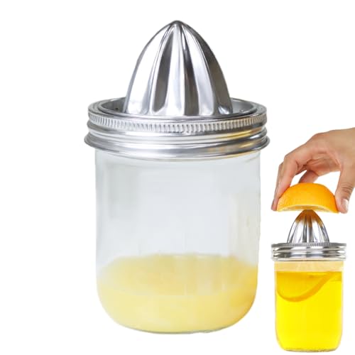 demaxiyad Prensa de Cítricos Manual, Extractor De Portátil Para Cocina, Tapa De Prensa De Cítricos De Acero Inoxidable Con Tarro De Vidrio Para Hogar Cocina Exterior