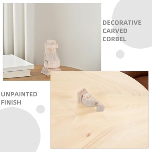 Console rustique sculptée en bois kaki pour étagère murale - 3