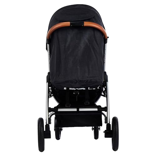 Hauck Uptown Deluxe Stroller - One-Handed Compact Folding, Fully Reclining, Adjustable Height, Cup Holder, Up to 55 lbs. Max Weight - Melange Black
