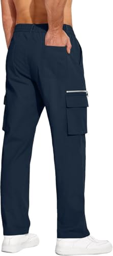 Image of CB-COLEBROOK Men Mid Rise Cargo || Cargo Pants Cotton || Relaxed Fit Elastic Waist || Loose Fit || Casual Pants || Cargos Pant with 7 Pockets (Cargo-48-54)