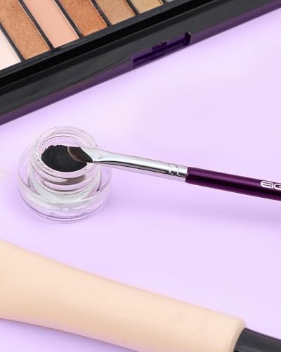 EIGSHOW Eyeliner Pinsel, Sichelförmiger Abgewinkelter Eyeliner Pinsel, Gelieren Lidstrich Make Up Pinsels für Präziser Liner Augenbrauen Lid Ultradünn mit Gebogener Borste (E865 Lila)
