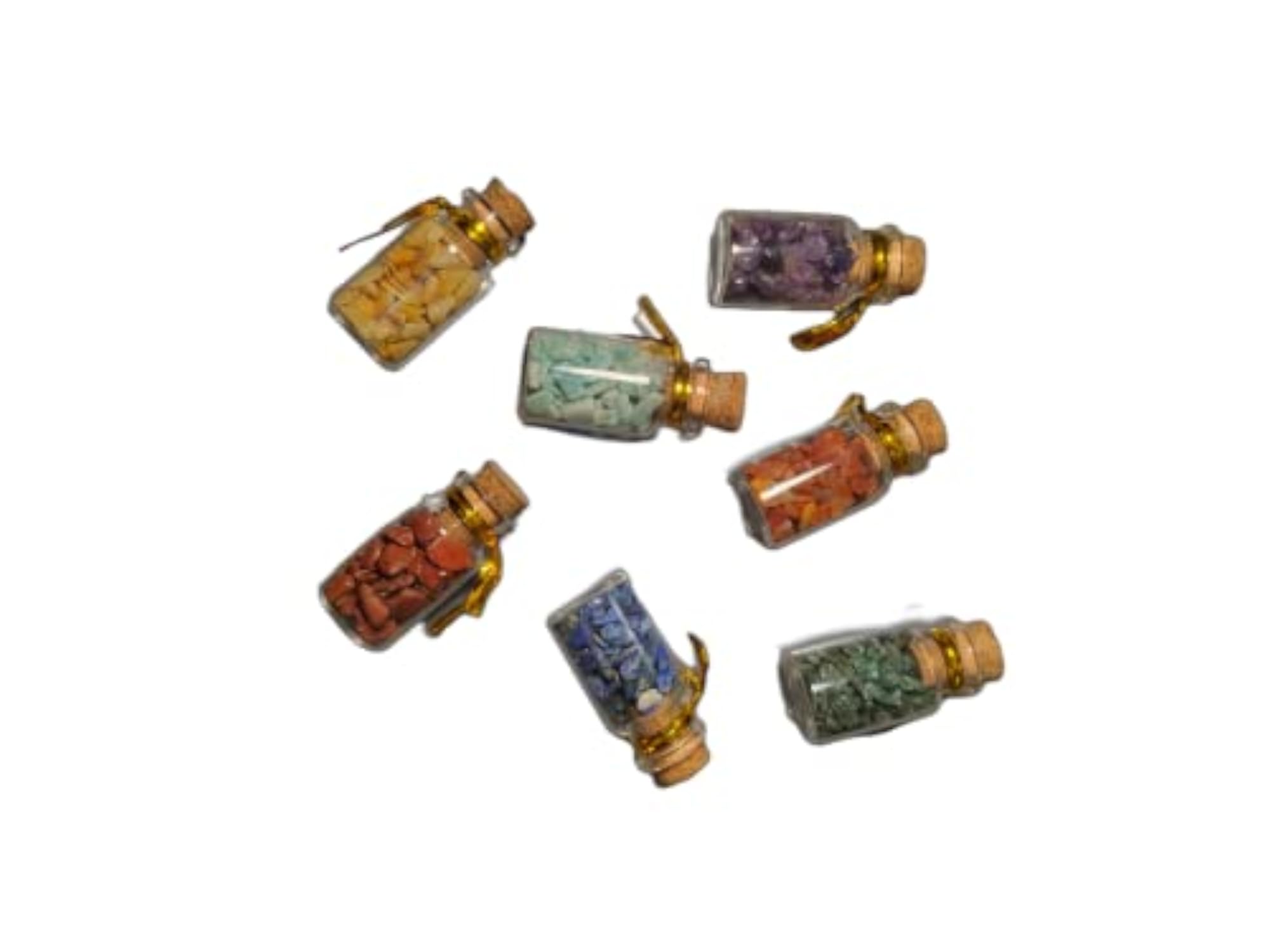 7 Chakra Stone Wishing Bottles Set of 7