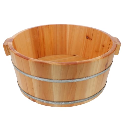 BELLIFFY Bac à Pieds En Bois Massif 36 Cm De Diamètre x 16 Cm De Haut Bassine Pour Trempage Des Pieds Spa Détente Maison Intérieur Lisse Anti-rayures
