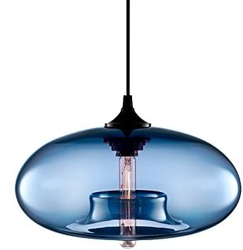 Wings of wind - Industrial Vintage Chandelier E27 Pendant Light Ceiling Lamp Colorful Glass Lampshade (Dark Blue)