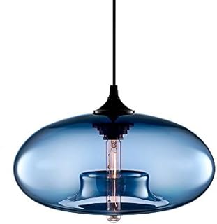Wings of wind - Industrial Vintage Chandelier E27 Pendant Light Ceiling Lamp Colorful Glass Lampshade (Dark Blue)