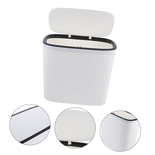 Caneca de basura plástica rectangular con tapa y diseño compacto miniatura 7