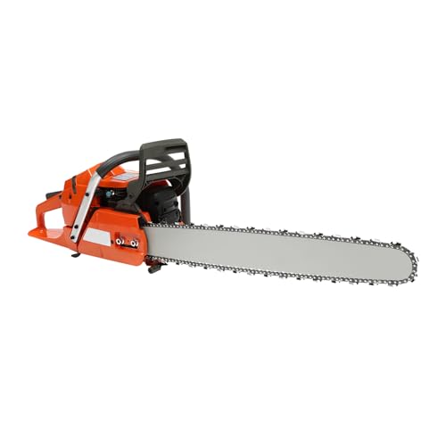 Motosierra de gasolina de 65 cc de 2 tiempos, 3400 W, 2700 rpm, con espada de 61 cm y 72 cm de diámetro de corte, con gafas protectoras y guantes para cosecha de madera y trabajos pesados de