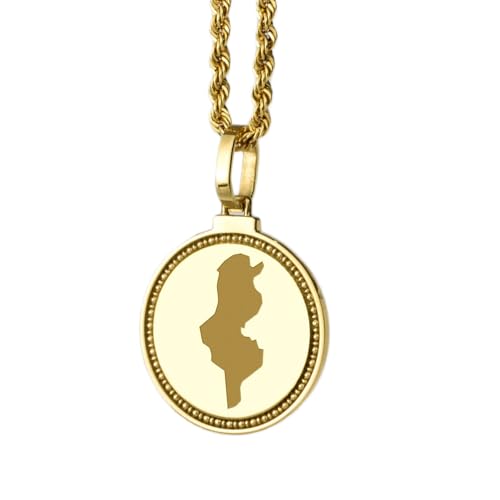 Pendentif Tunisie or et argent médaillon rond 25 mm parfait pour vos voyages