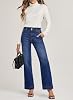 Astylish Mujer Jeans de tiro alto, pierna ancha y recta 6