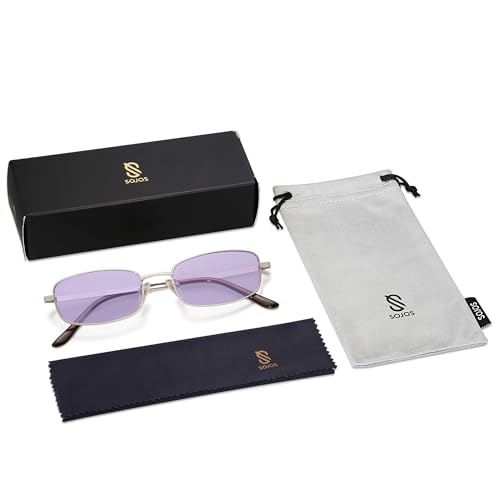 Image of SOJOS Trendy Rectangle Sunglasses Womens Mens, Retro 80s 90s Y2k Chic Narrow Thin Skinny Sunnies SJ1187