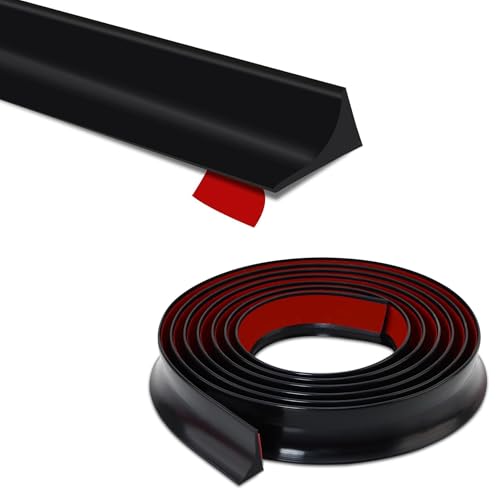 Image of Shower Threshold Water Dam,Walk in Shower Water Guard, Shower Dam Water Barrier Bathroom Sink Splash for Dry And Wet Separation Caulk Seal Strip Edge Trim (39Inch, Black)