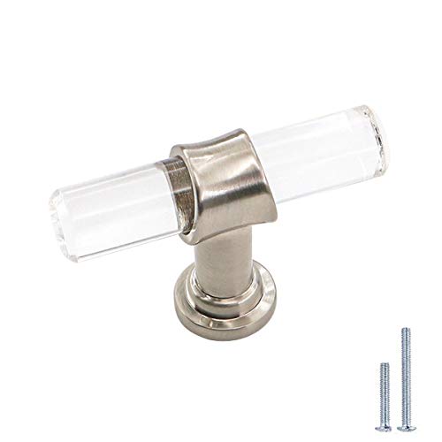 Peaha Schrankknöpfe für Küche, gebürstetes Nickel, 1 Loch, 5,1 cm Länge, Acryl, 25 Stück Cover