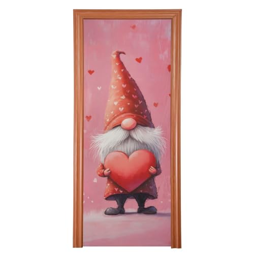 FLildon Valentine's Day Gnome Heart Door Cover Decoration, Party Accessory Porch Decor for Festive Ornament Room Door Covers 36 x 98 Inch