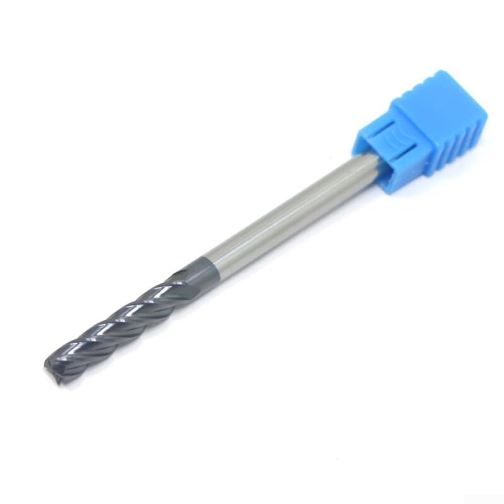 Fraise en carbure 5 mm x 5 mm x 100 mm 4 cannelures CNC avec revêtement bleu pour fraisage de précision et coupe haute dureté jusqu'à HRC50