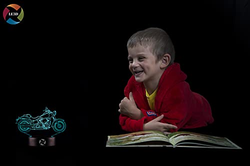 3D Optical Illusion Night Light - 7 Led Color Changing Lamp - Cool Soft Light Safe For Kids - Solution For Nightmares - Harley Davidson Motorcycle #TOP6