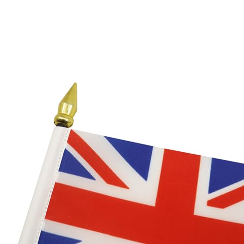 AZ FLAG - Tischflagge Vereinigtes Königreich - 15x10 cm Goldene Splitze - Britische Tischfahne 10 x 15 Cm - Flaggen